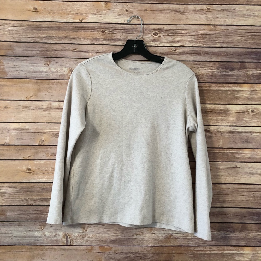 Pendleton petite long sleeve shirt tan size large.